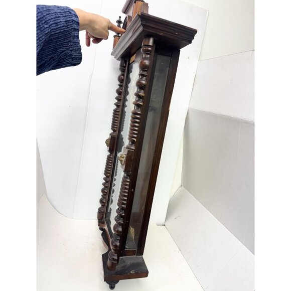 Antique Victorian Wood Pendulum Wall Clock - Picture 10 of 11